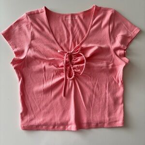 American Eagle Ribbed Tie-Front Top, Size XL